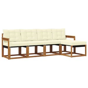vidaXL Outdoor-Sofagarnitur mit Kissen 5 pcs Natur und Creme