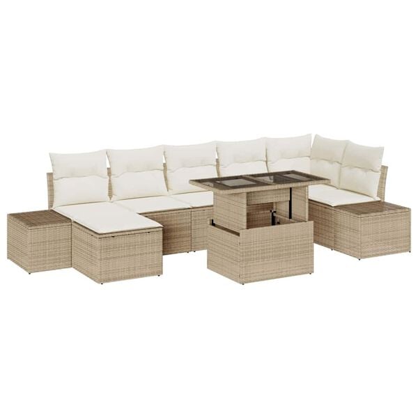 vidaXL Garten-Sofa-Set mit Kissen 8 pcs Beige und Creme