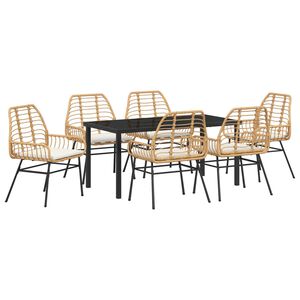 vidaXL Garten Essgruppe 7 pcs Braun Poly-Rattan