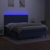 vidaXL Boxspringbett mit Matratze & LED Blau 180x200 cm Stoff