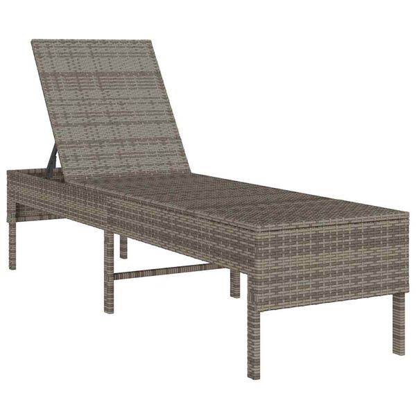 vidaXL Sonnenliege mit Auflage Grau 55x200x44 cm Poly Rattan