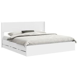 vidaXL Bettgestell mit Stauraum und Kopfteil Wei&szlig; 200 x 200 cm