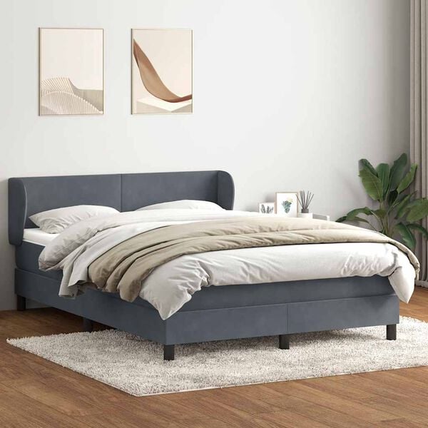 vidaXL Boxspringbett mit Matratze Dunkelgrau 160x220 cm Samt