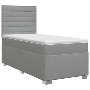 vidaXL Boxspringbett mit Matratze mit Kopfteil Hellgrau Einzeln Stoff