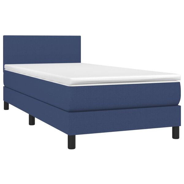 vidaXL Boxspringbett mit Matratze & LED Blau 90x190 cm Stoff