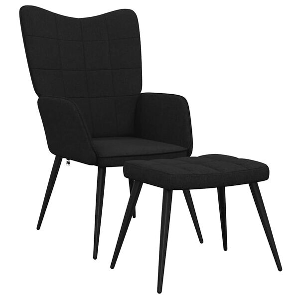 vidaXL Relaxsessel mit Hocker Schwarz Stoff