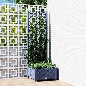 vidaXL Garten-Pflanzgef&auml;&szlig; mit Spalier Blaugrau 40 x 40 x 121,5 cm PP