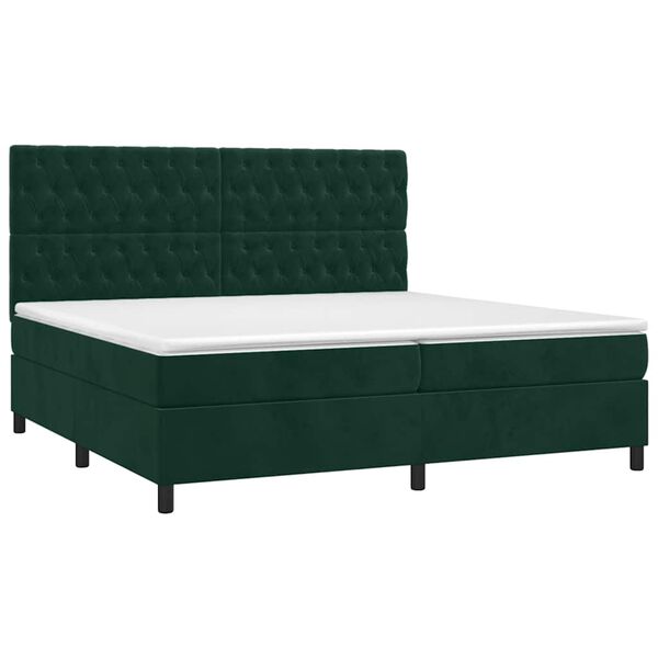 vidaXL Boxspringbett mit Matratze Dunkelgr&uuml;n 200x200 cm Samt