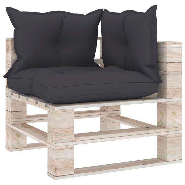 vidaXL 4-tlg. Garten-Lounge-Set aus Paletten mit Kissen Kiefernholz