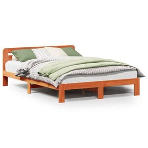 vidaXL Massivholzbett ohne Matratze Wachsbraun 120x200 cm Kiefernholz