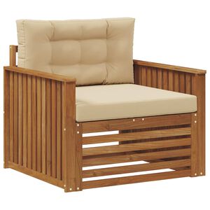vidaXL Outdoor-Sofa Massives Akazienholz und Polyester Natur und Beige