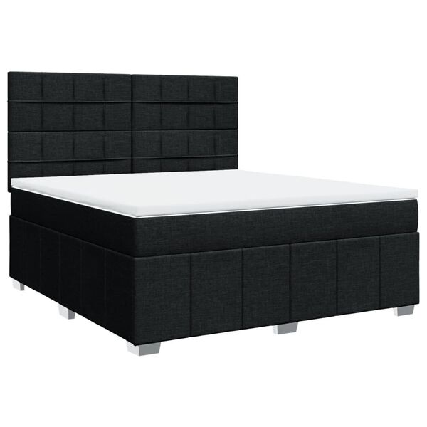 vidaXL Boxspringbett mit Matratze Schwarz 180x200 cm Stoff