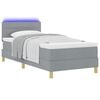 vidaXL LED Boxspringbett mit Matratze Hellgrau 100 x 200 cm Stoff