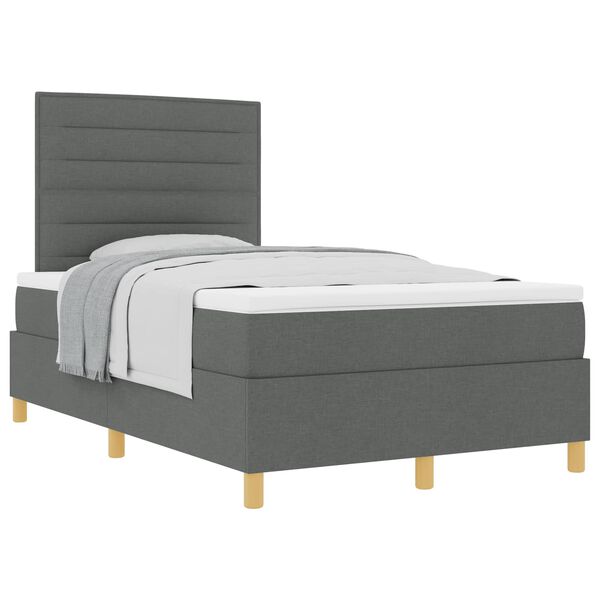 vidaXL Boxspringbett mit Matratze Dunkelgrau 120 x 190 cm Stoff