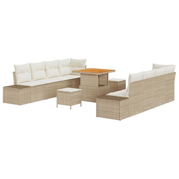 vidaXL Gartensofa-set mit Kissen 11 pcs Beige Poly-Rattan