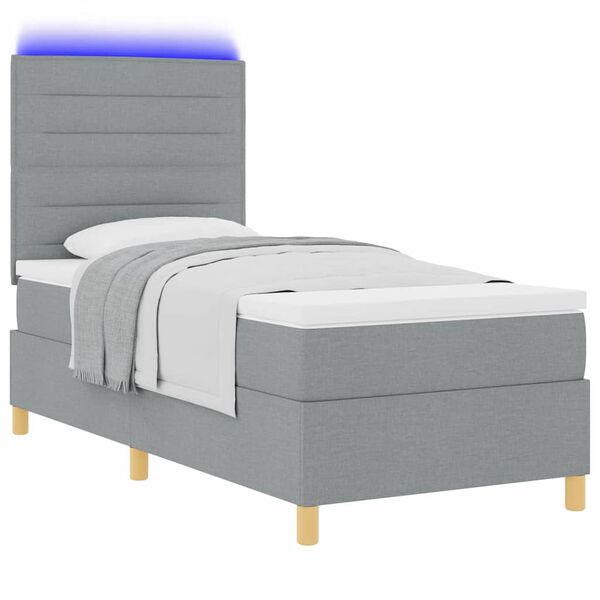 vidaXL Boxspringbett mit Matratze Hellgrau 90 x 190 cm Stoff