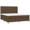 vidaXL Boxspringbett mit Matratze & LED Dunkelbraun 180x200 cm Stoff
