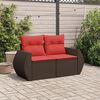 vidaXL Gartensofa mit Kissen 2-Sitzer Braun Poly Rattan