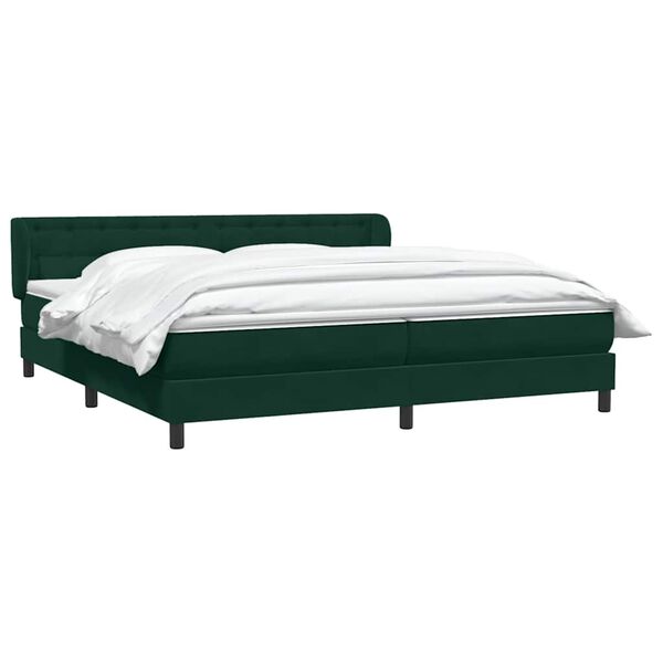 vidaXL Boxspringbett mit Matratzen Dunkelgr&uuml;n 180x210 cm Samt
