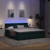 vidaXL Ottoman-Bett mit Matratzen & LEDs Dunkelgr&uuml;n 200x200 cm Samt