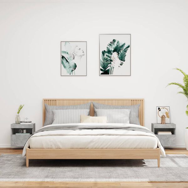 vidaXL TV-Wandschr&auml;nke mit LED-Leuchten 2 Stk. Betongrau 40x30x40 cm