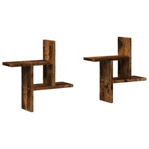 vidaXL Wandregale 2 Stk. R&auml;uchereiche 38x12x38 cm Holzwerkstoff
