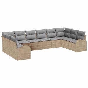vidaXL Sofa Set mit Kissen 10 pcs Beige Polyrattan