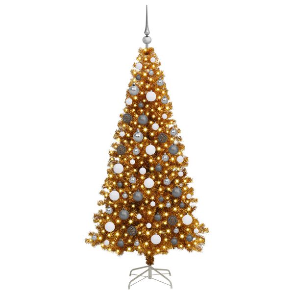vidaXL Weihnachtsbaum mit 300 LEDs mit St&auml;nder Gold 180 cm PET