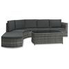 vidaXL 4-tlg. Garten-Lounge-Set mit Auflagen Poly Rattan Grau