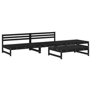 vidaXL 4-tlg. Garten-Lounge-Set Schwarz Massivholz Kiefer