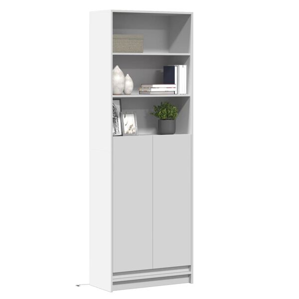 vidaXL Highboard mit LED-Beleuchtung Wei&szlig; 69x32,5x200 cm Holzwerkstoff