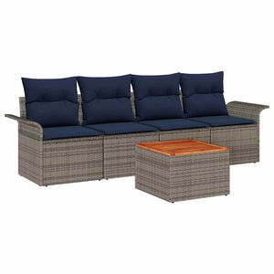 vidaXL Gartensofa-set 5 stk. 4-Sitzanzahl Grau und Marineblau