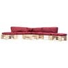 vidaXL 6-tlg. Paletten-Lounge-Set mit Kissen in Rot Holz