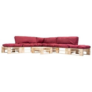 vidaXL 6-tlg. Paletten-Lounge-Set mit Kissen in Rot Holz