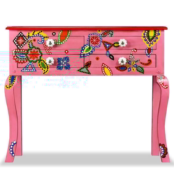 vidaXL Konsolentisch Massivholz Mango Rosa Handbemalt