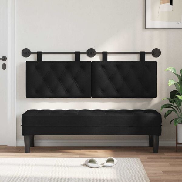 vidaXL H&auml;ngevorderseite Wandmontiert Schwarz 130 x 55 x 7 cm Stoff