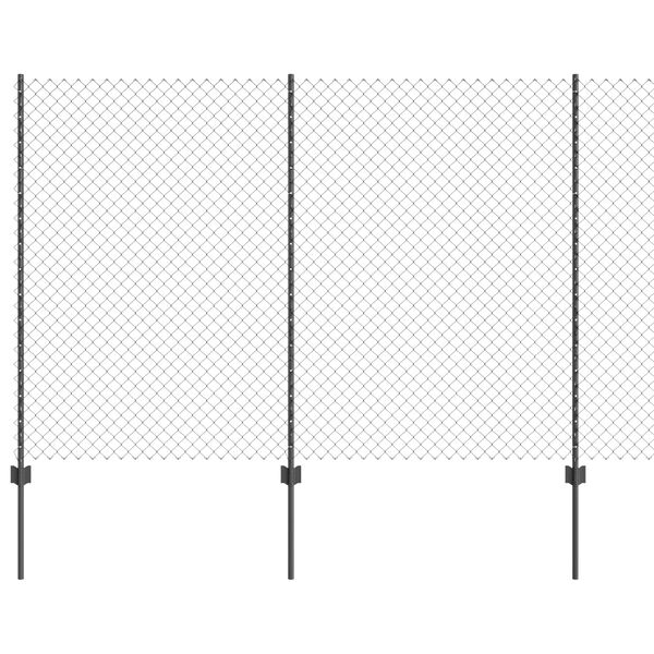 vidaXL Zaun mit Pfosten Grau 1,5 x 10 m Stahl und PVC