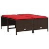 vidaXL Gartenhocker mit Kissen 4 Stk. Braun Poly Rattan