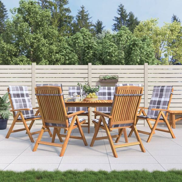 vidaXL Gartenst&uuml;hle mit Kissen 6 Stk. Massivholz Teak