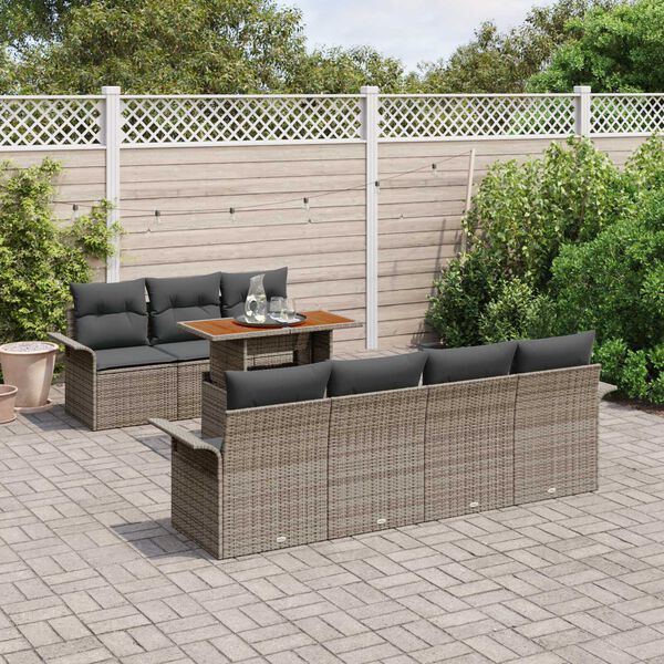 vidaXL Garten-Sofa-Set mit Kissen 8 pcs Grau