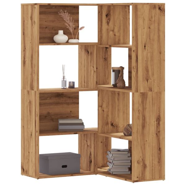 vidaXL Eck-B&uuml;cherregal 4 Etagen Artisan-Eiche 85x85x140 Holzwerkstoff