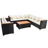 vidaXL 6-tlg. Garten-Lounge-Set mit Auflagen Poly Rattan Schwarz