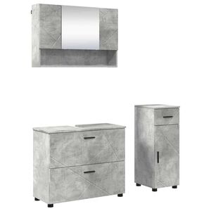 vidaXL Badezimmerm&ouml;bel-Set 3 stk. Beton Grau 76,5 x 35 x 64 cm