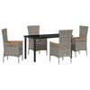 vidaXL Garten Essgruppe 5 pcs Grau Pulverbeschichteter Stahl