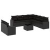 vidaXL 10-tlg. Garten-Sofagarnitur mit Kissen Schwarz Poly Rattan