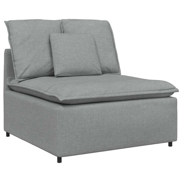 vidaXL Modulares Sofa Mittelmodul mit Kissen Hellgrau 100 cm