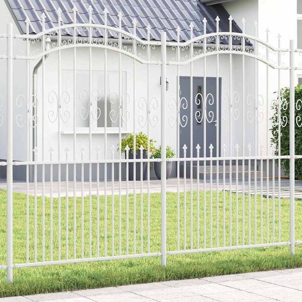 vidaXL Gartenzaun Weiß 215 cm Pulverbeschichteter Stahl