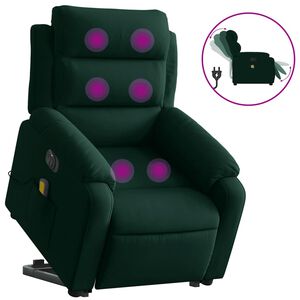 vidaXL Massagesessel mit Aufstehhilfe Elektrisch Dunkelgr&uuml;n Samt