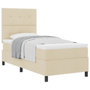 vidaXL Boxspringbett mit Matratze mit Kopfteil Creme 80 x 200 cm Stoff