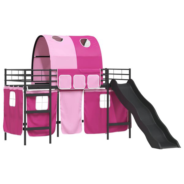 vidaXL Kinder-Etagenbett Schwarz und Pink 99,5 x 190 cm Metall